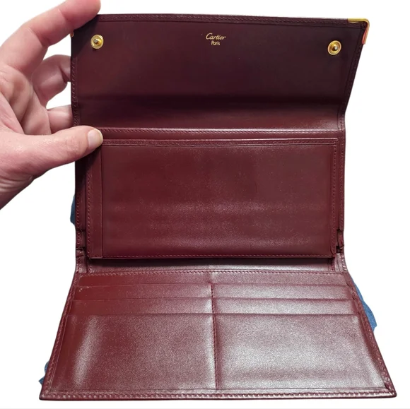 Cartier Vintage Kisslock Leather Wallet Must de Cartier Burgundy - Picture 9 of 14